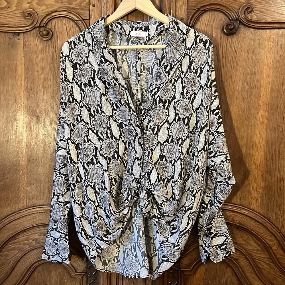 A.L.C. Silk Python Snakeskin Print Top - image 5